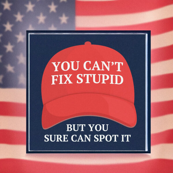 Can't Fix Stupid MAGA Hat Bumper Sticker, Car Magnet