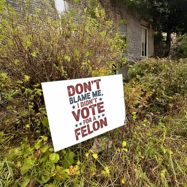 Don't Blame Me, I Didn't Vote for a Felon Yard Sign