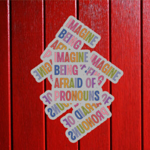Imagine Being Afraid Of Pronouns Sticker, Queer Trans Nonbinary LGBT Rights Social Justice Human Rights Liberal Leftist Anti Trump