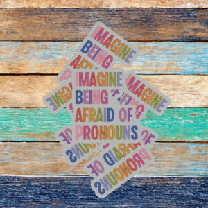 Imagine Being Afraid Of Pronouns Sticker, Queer Trans Nonbinary LGBT Rights Social Justice Human Rights Liberal Leftist Anti Trump