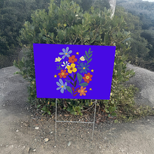 Subtle Fuck Trump Hand Painted Flowers Yard Sign