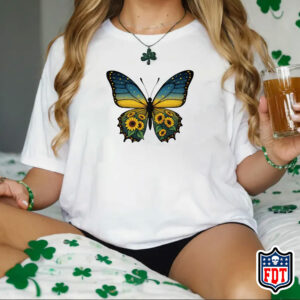Butterfly Sunflower Ukraine Support - Zelensky FDT Anti-Trump T-Shirt