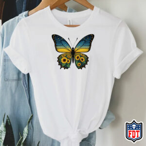 Butterfly Sunflower Ukraine Support - Zelensky FDT Anti-Trump T-Shirt