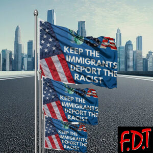 FDT Anti Trump - Democracy - Keep The Immigrants Deport The Racists Flag