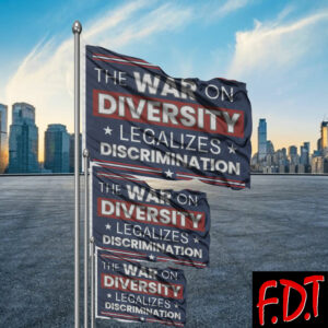 FDT Anti Trump - Democracy - War on Diversity Legalizes Discrimination Flag