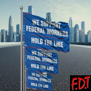 FDT Anti Trump - Fuck Trump Support Federal Workers Hold The Line Flag