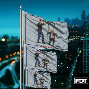 FDT Anti Trump - No Kings In America - Trump Puppet of Elon Musk Flag