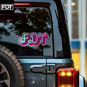 FDT (F Donald Trump) Pink Barbie Font Holographic Sticker and Car Magnet