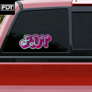 FDT (F Donald Trump) Pink Barbie Font Holographic Sticker and Car Magnet