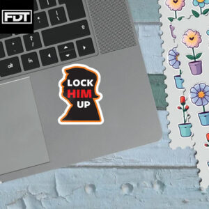 FDT Fuck Trump - Lock Him Up Orange Anti-Trump Sticker and Car Magnet