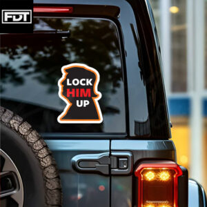 FDT Fuck Trump - Lock Him Up Orange Anti-Trump Sticker and Car Magnet