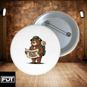 Foxtrot Delta Tango Button - Funny Bear FDT