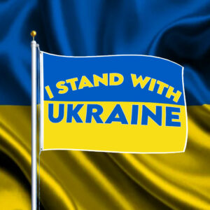 I Stand with Ukraine with Blue & Yellow Flag