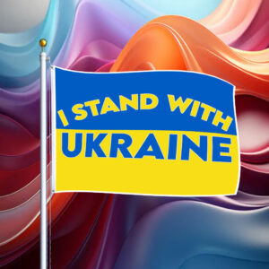 I Stand with Ukraine with Blue & Yellow Flag