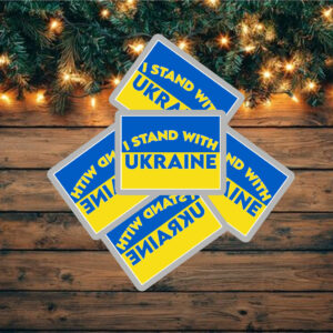 I Stand with Ukraine with Blue & Yellow Sticker ,Car Magnet